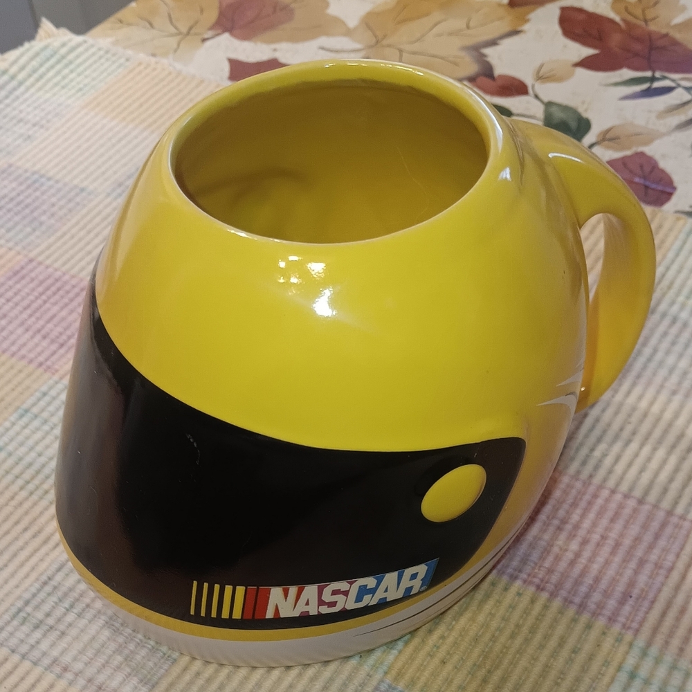 NASCAR 2003 Yellow 16oz Racing Helmet Coffee Tea Cup Mug